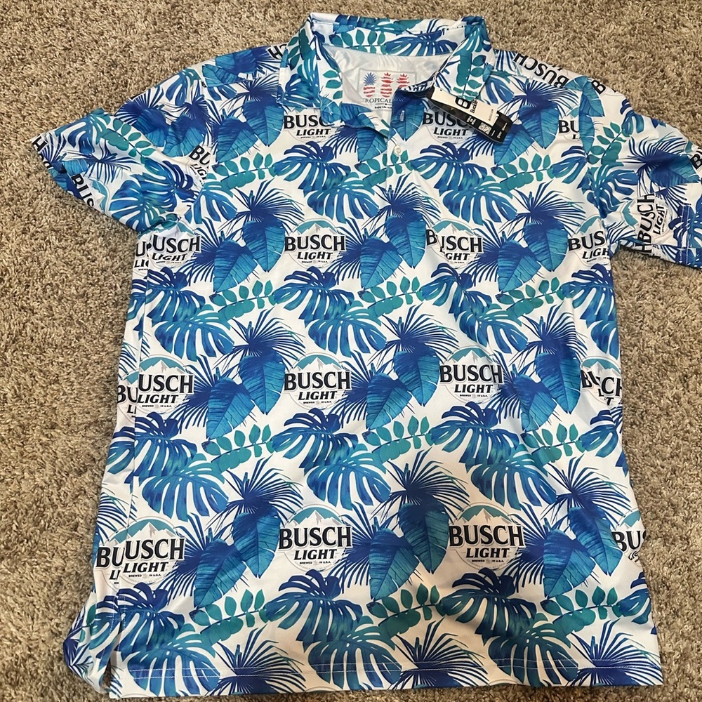 Buckle Blue busch light Hawaiian Print Men's Shirt